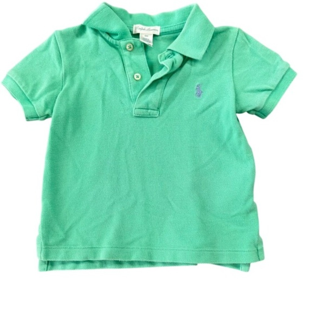Ralph Lauren Baby Boys Green Cotton Pique Short Sleeve Polo Shirt 18M